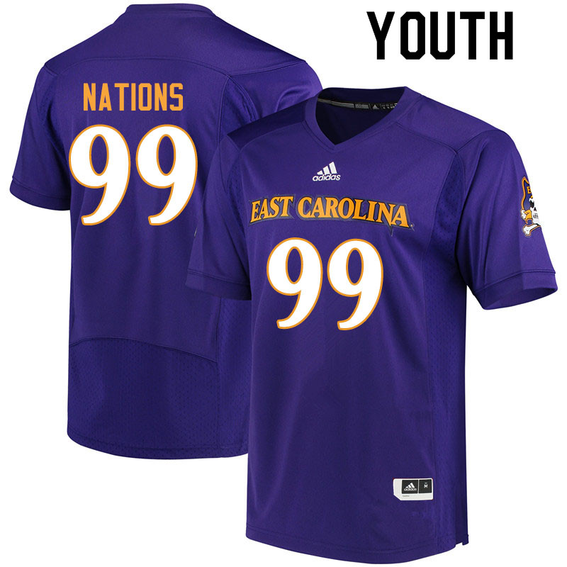 Youth #99 Patrick Nations ECU Pirates College Football Jerseys Sale-Purple